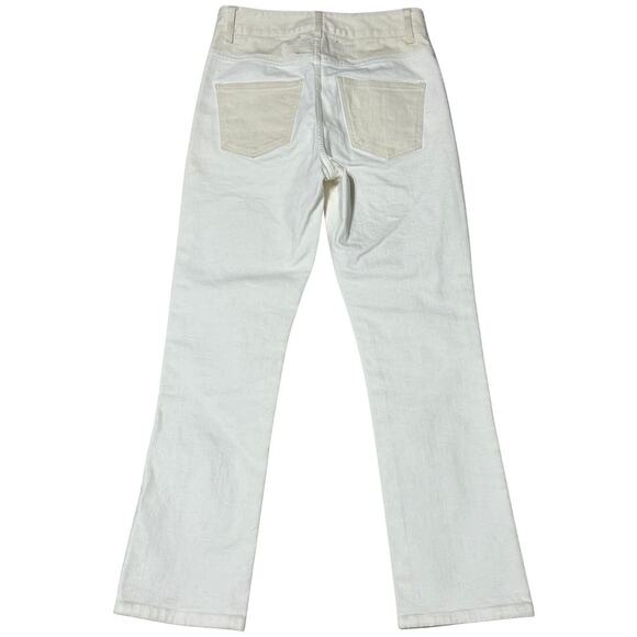 WENDELBORN Studio Jean 2-Tone High Waist Straight Leg Denim White Tan EUC 26 - Picture 4 of 7